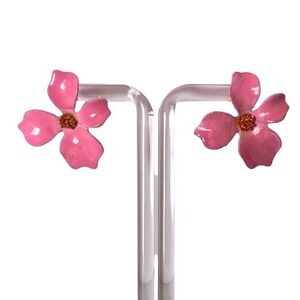 Petal floral‎ metal enamel post back earrings set women OS